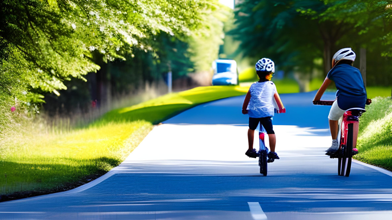 Dziecko na rowerku na drodze dla rowerów